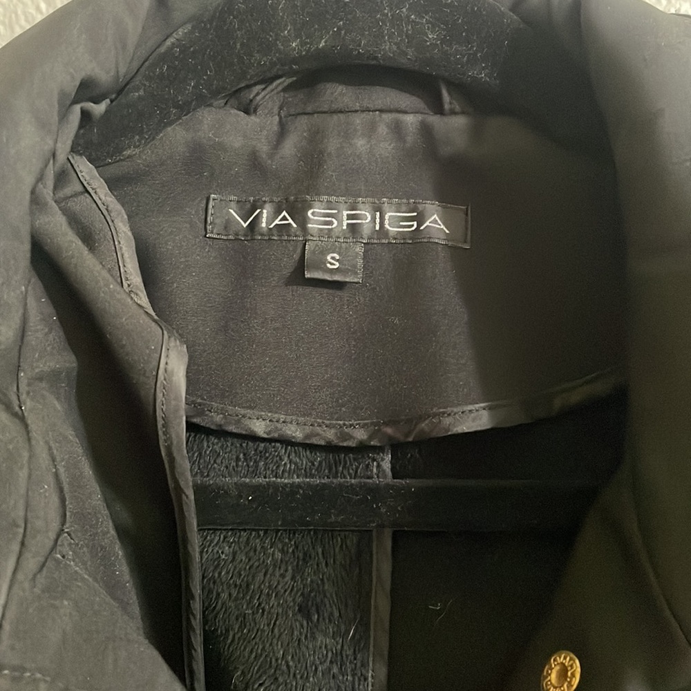 Via Spiga Water Repellant Hooded Softshell Jacket in Black - Sz S - Picture 4 of 11